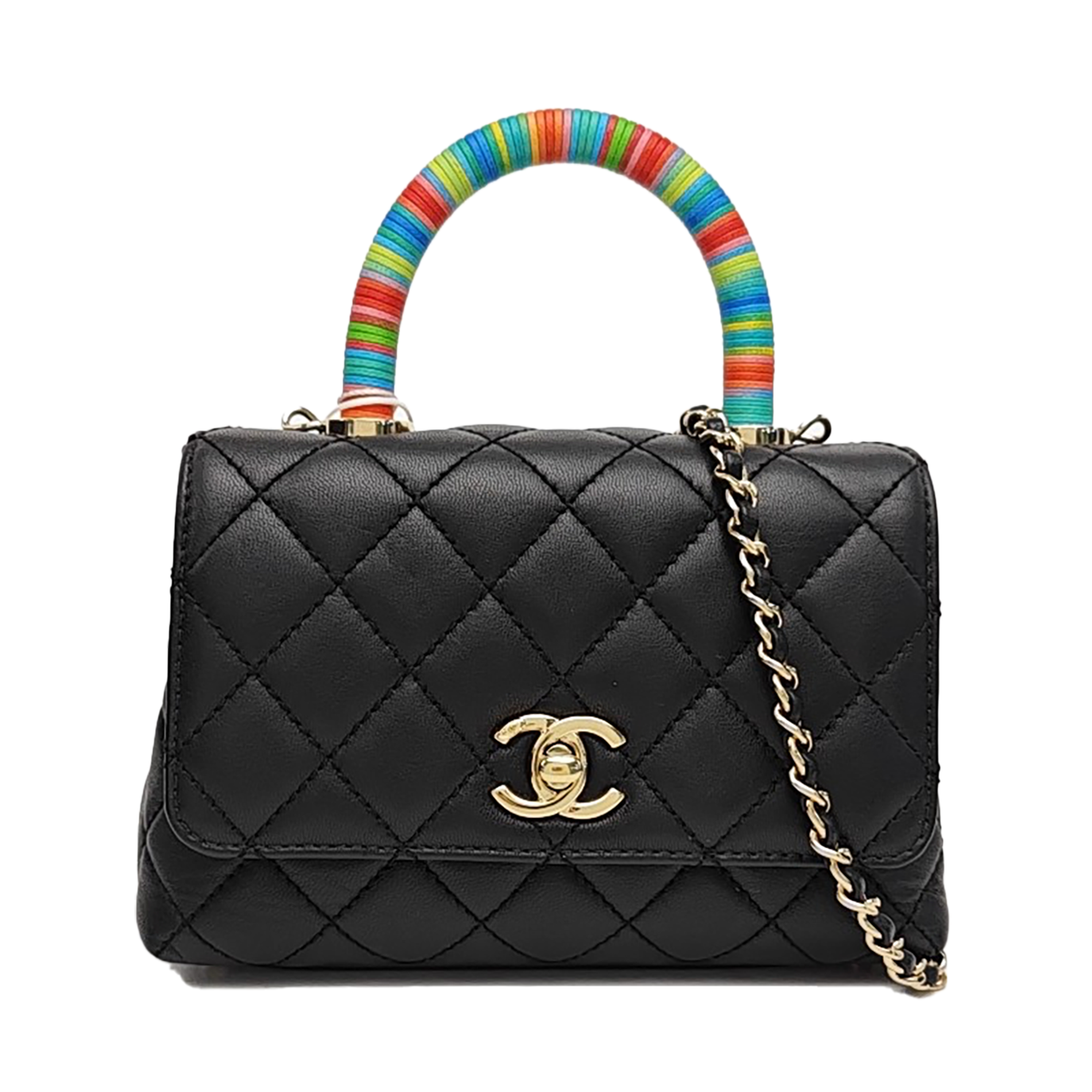 COCO HANDLE Mini Quilted Lambskin Black
