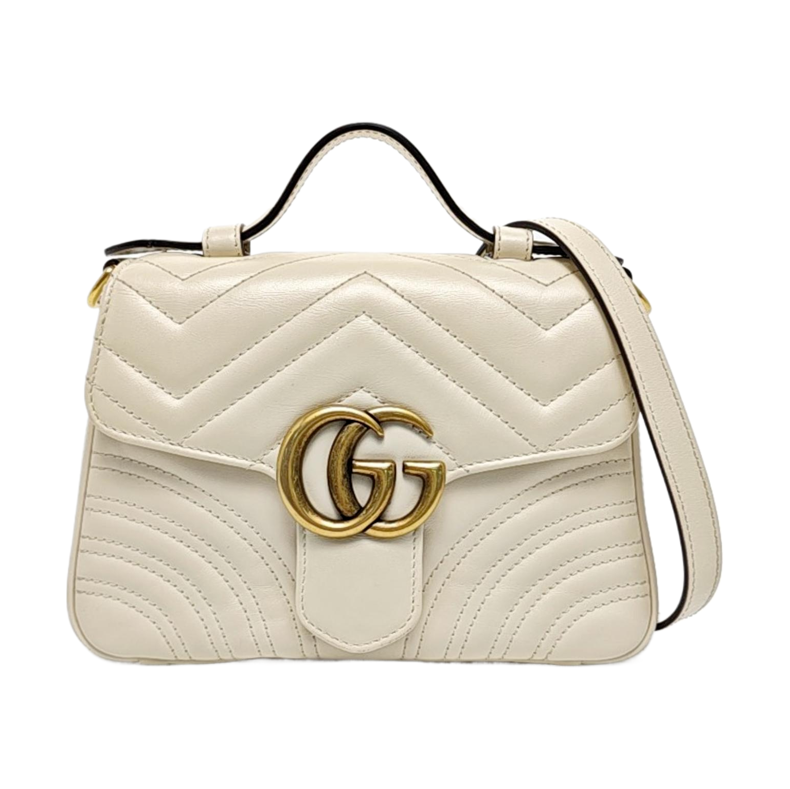 GG Marmont Mini Quilted Calfskin White