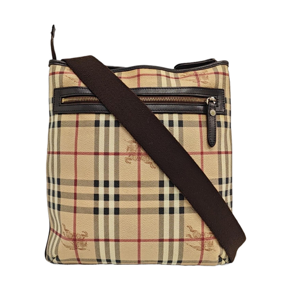 Coated Canvas Crossbody Bag Brown