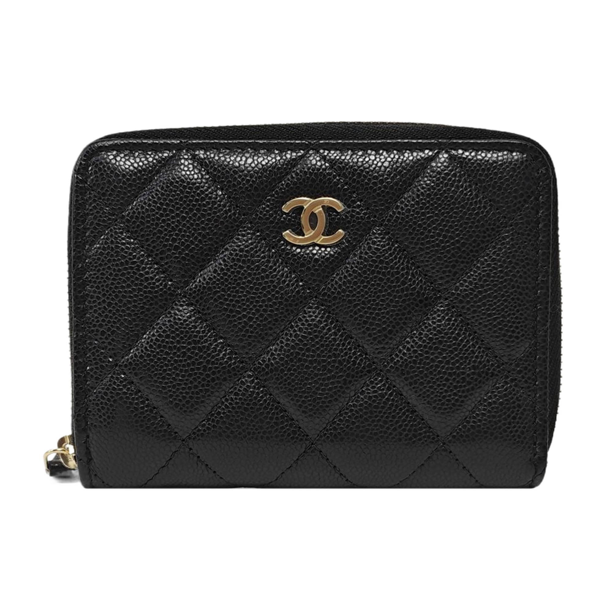 Quilted Grained Calfskin Wallet Black