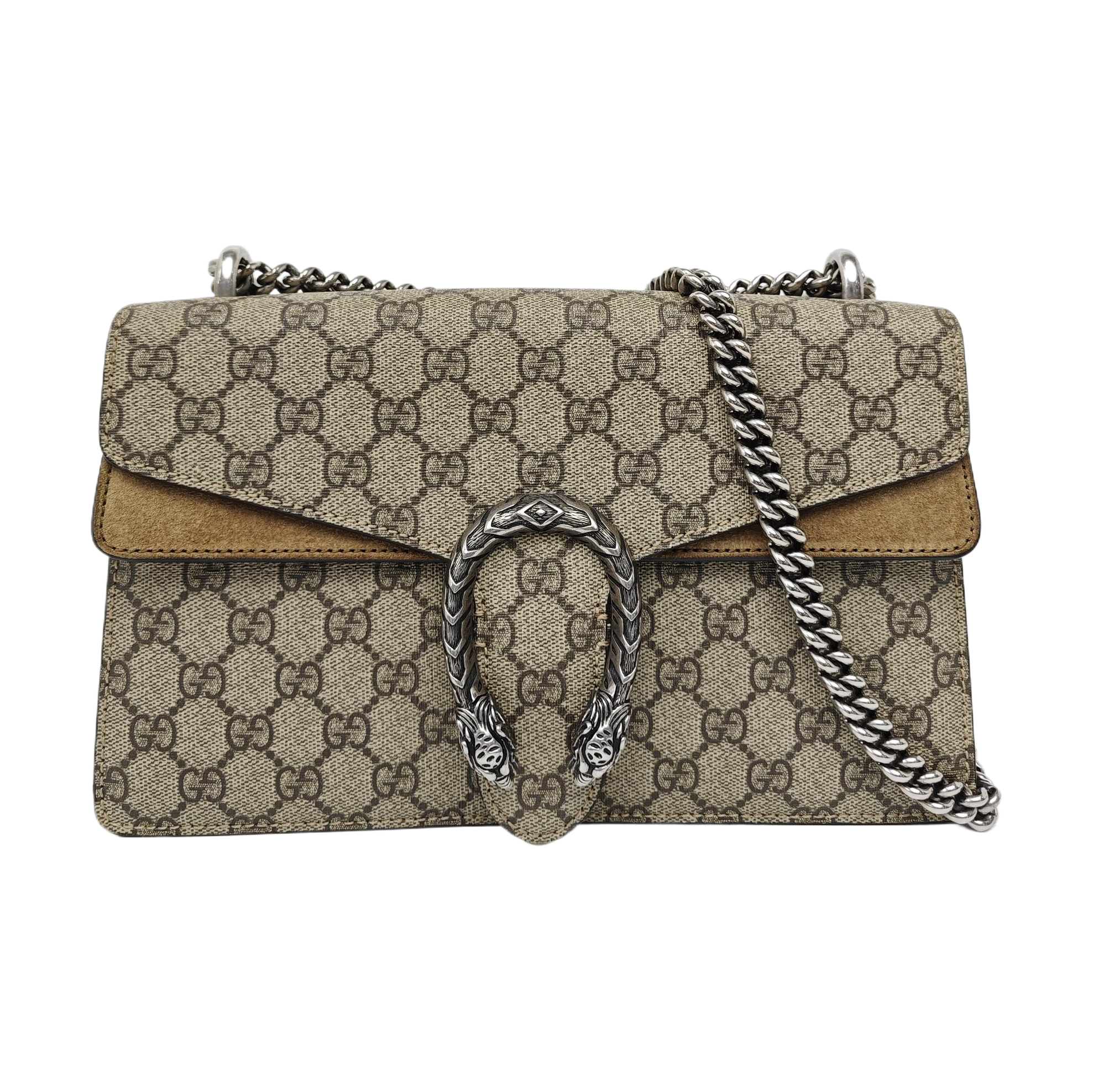 Dionysus Small Monogram Coated Canvas Beige