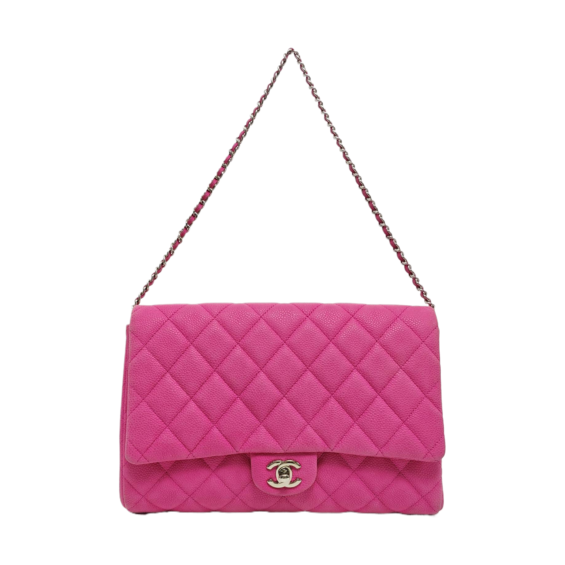 Clásico Flap Piel de Becerro Granulada Acolchada Rosa