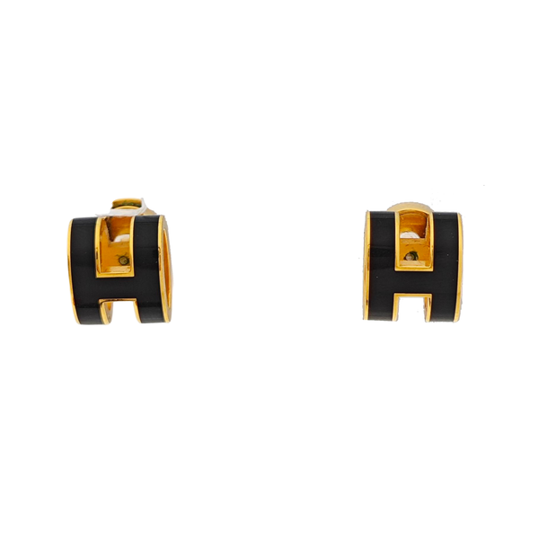 Pop H Metal Black Stud Earrings