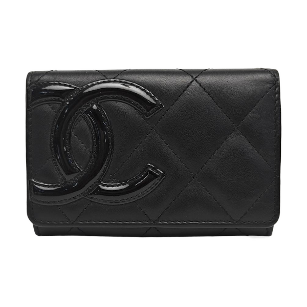 CAMBON Quilted Calfskin Black Coin Purse