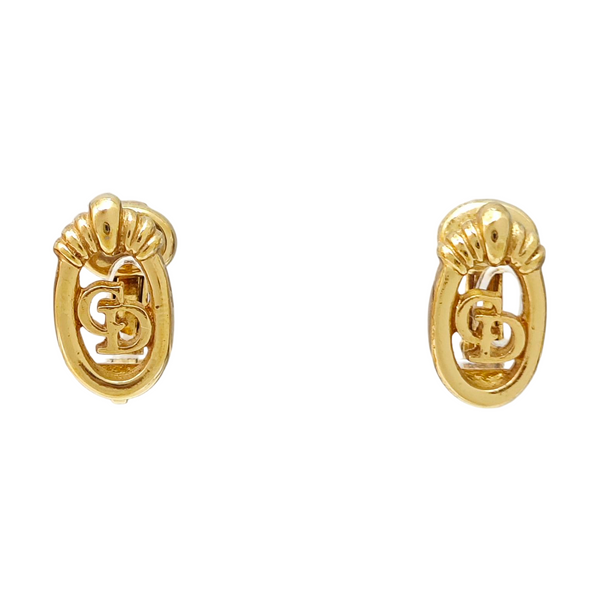 Petit CD Metal Gold Clip On Earrings
