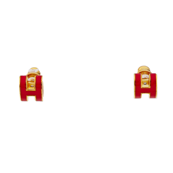 Pop H Metal Orange Stud Earrings