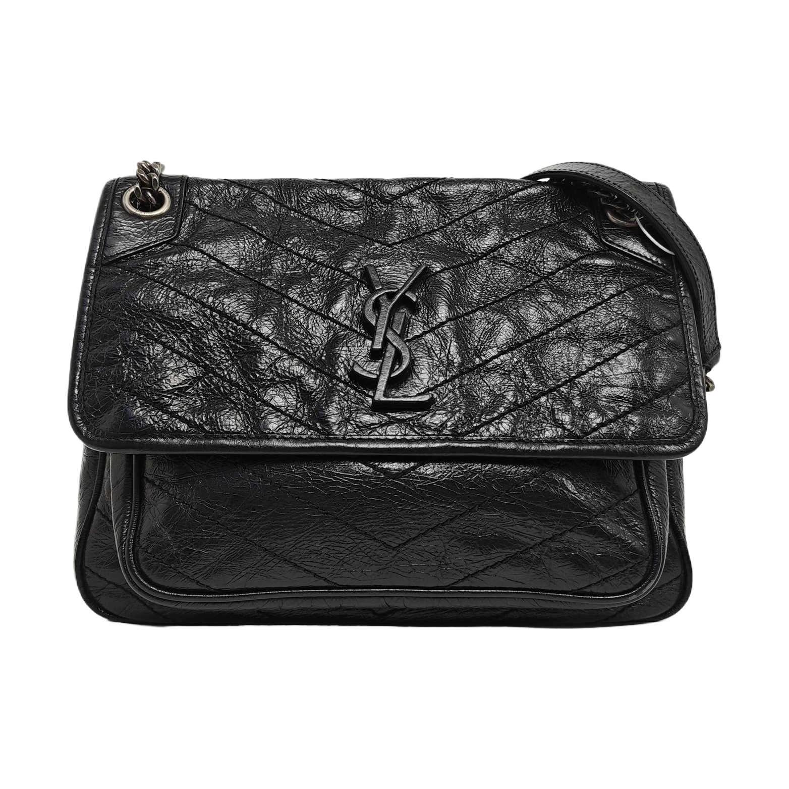 NIKI Medium Chevron Calfskin Black