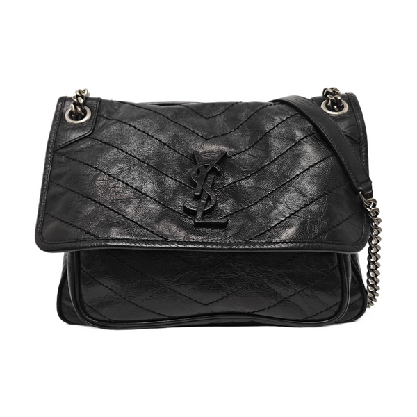 NIKI Medium Chevron Calfskin Black