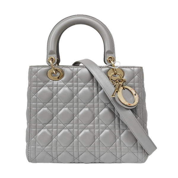 Lady Dior Medium Quilted Lambskin Gray