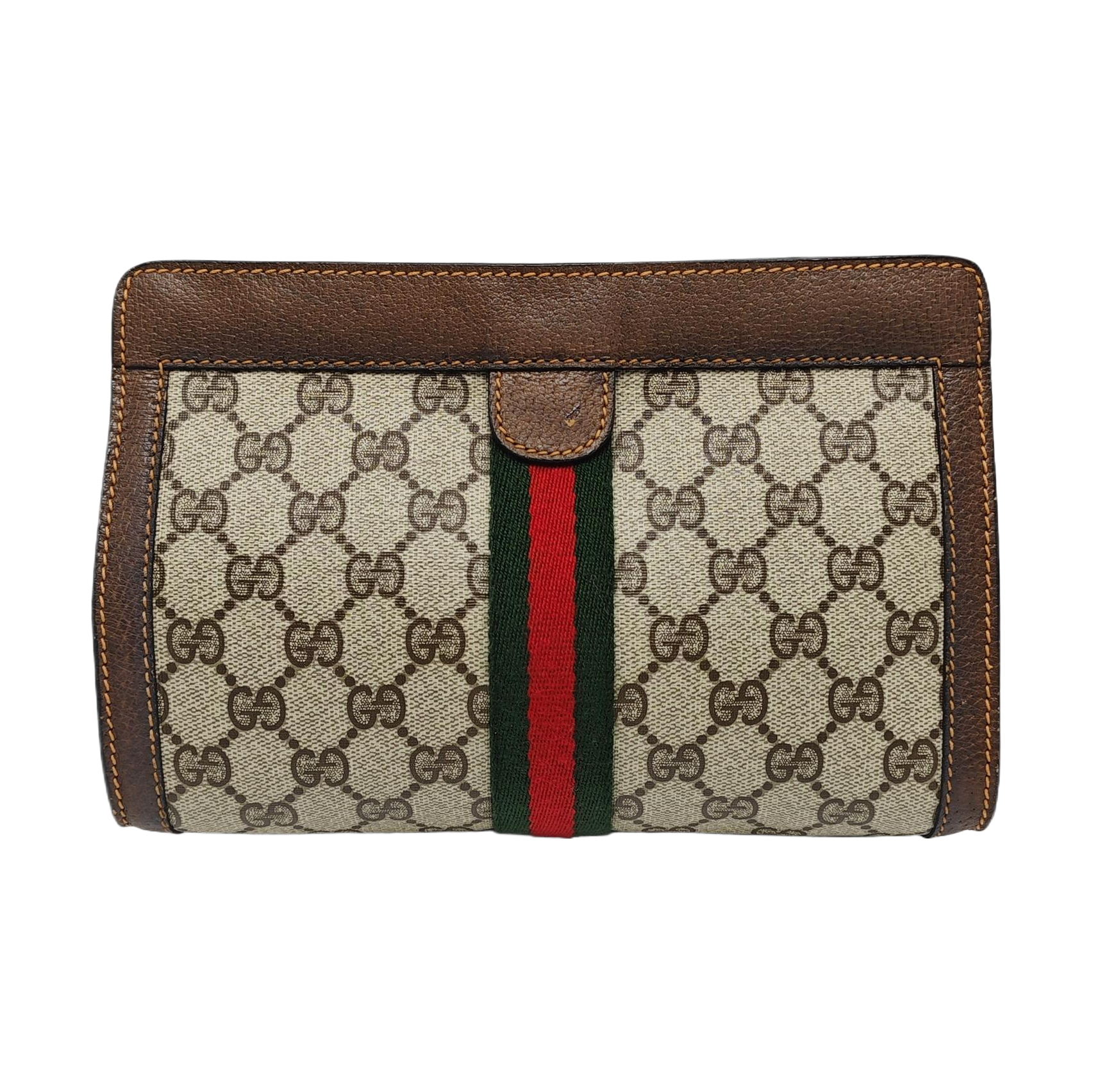 Monogram Coated Canvas Clutch Beige