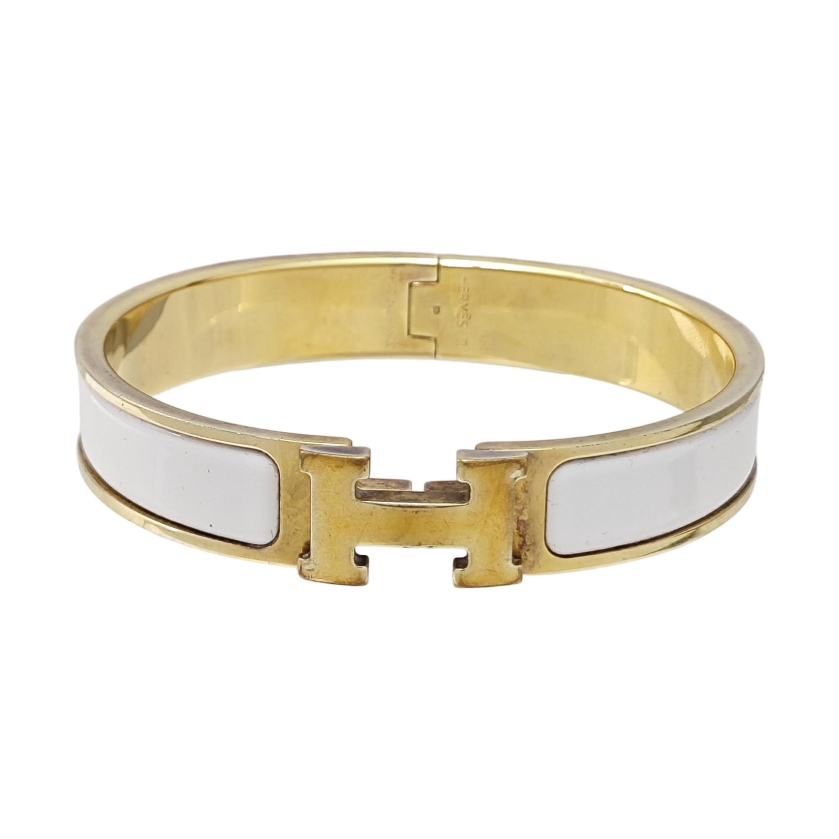 Clic H Metal White Bangle