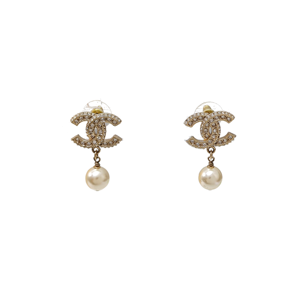 CC Logo Metal Gold Stud Earrings
