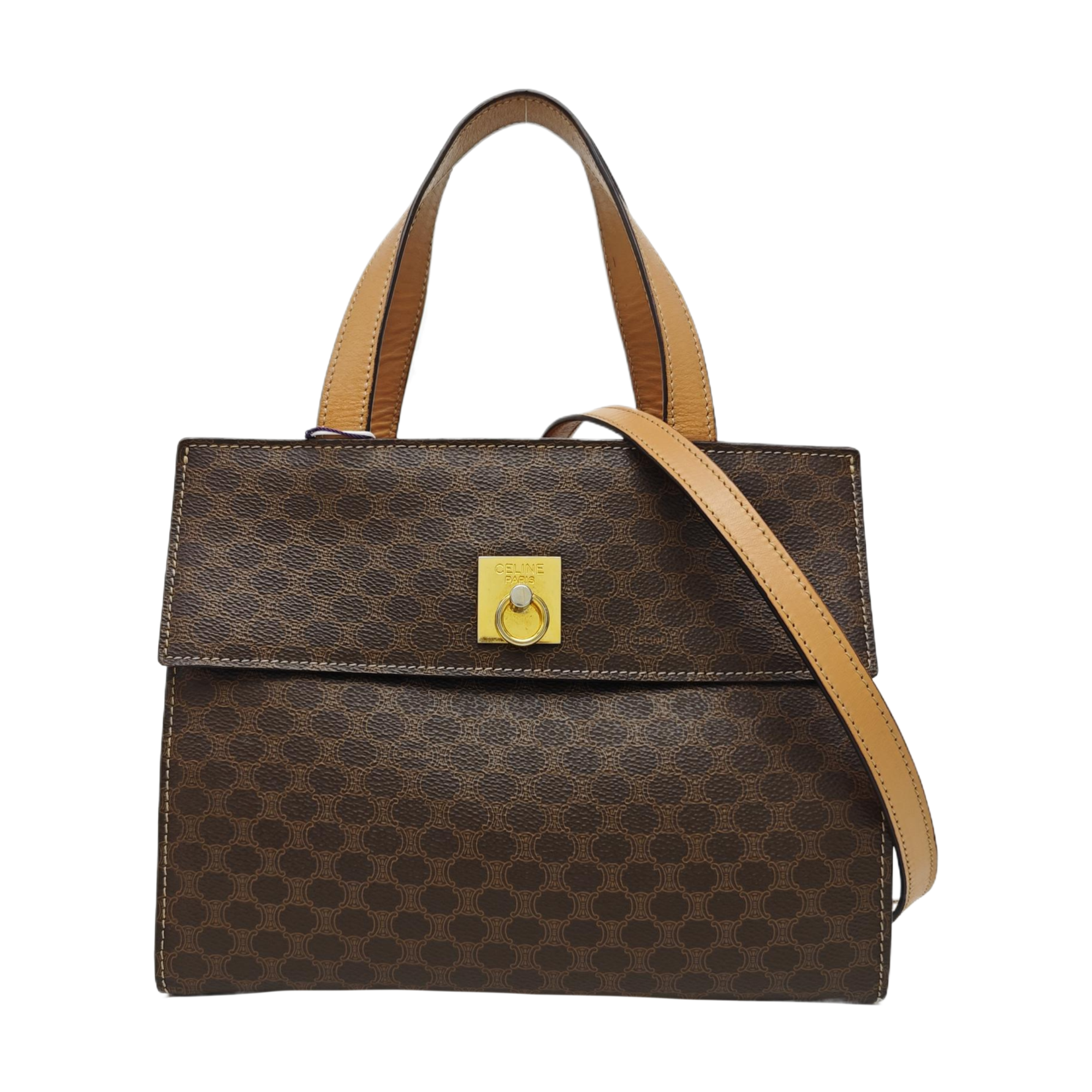 Coated Canvas Shoulder Bag Brown