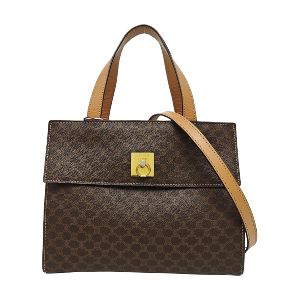 Coated Canvas Shoulder Bag Brown