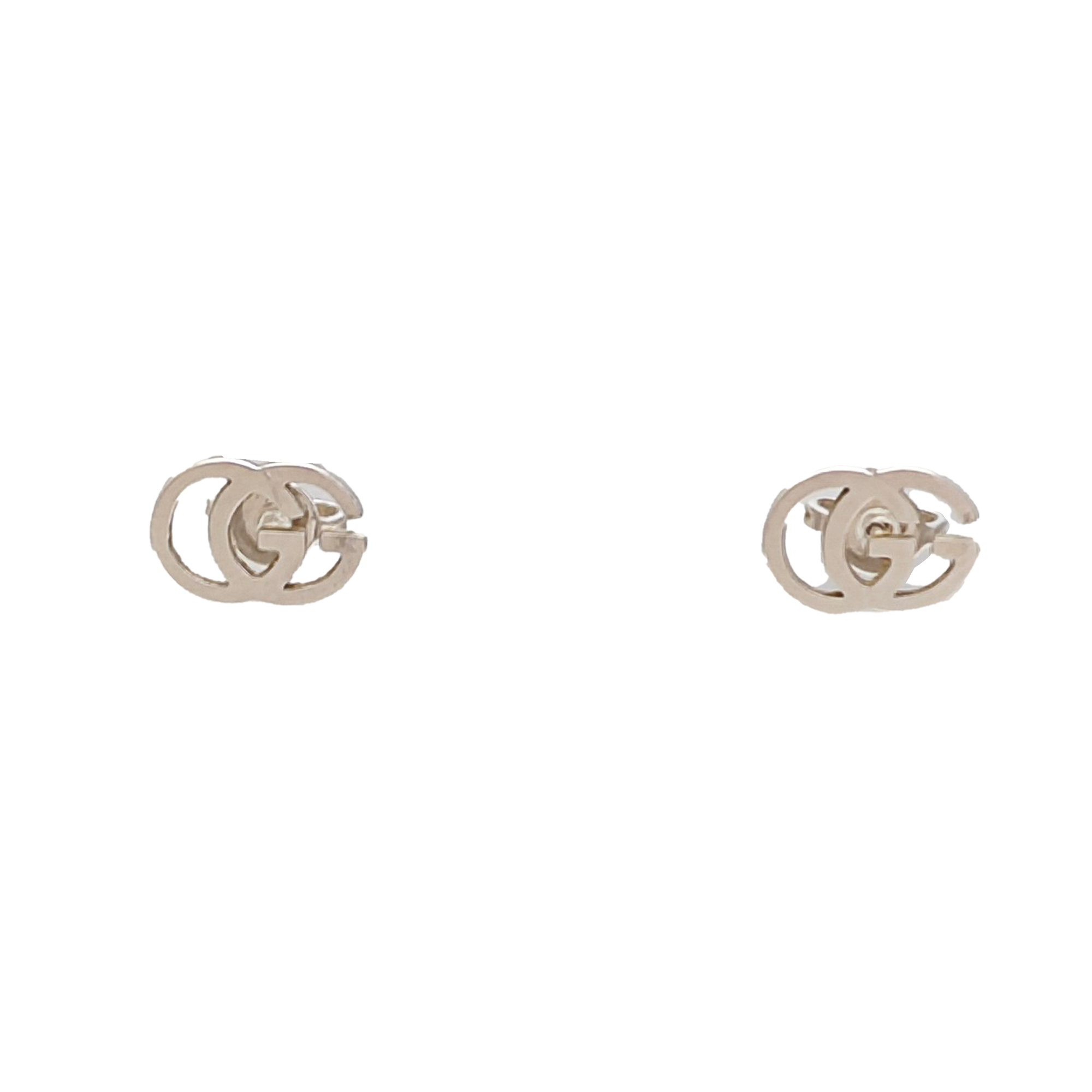 GG Running 18k White Gold Silver Stud Earrings