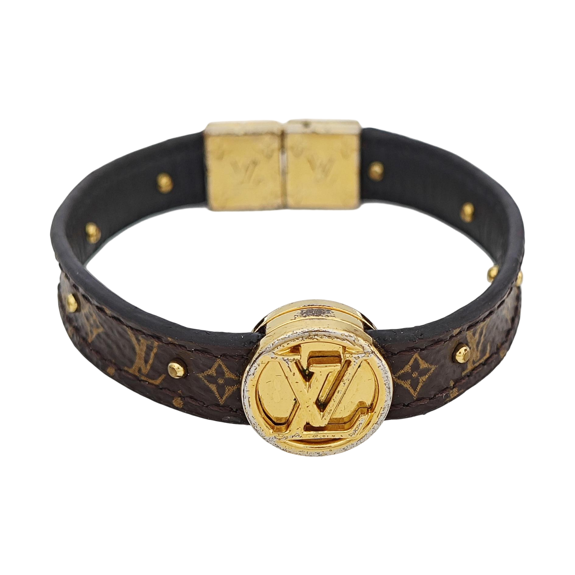 LV CIRCLE Leather Brown Bangle