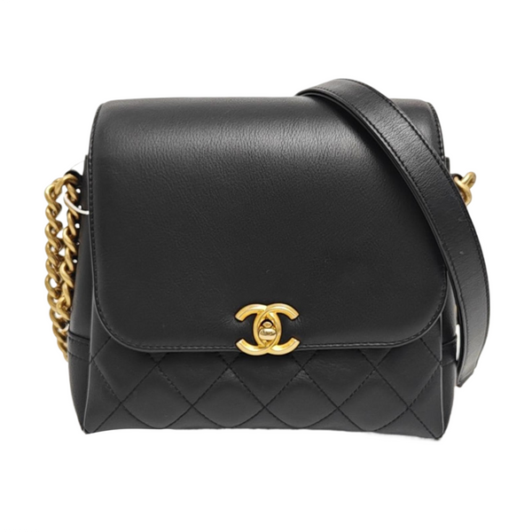 Quilted Calfskin Shoulder Bag Black