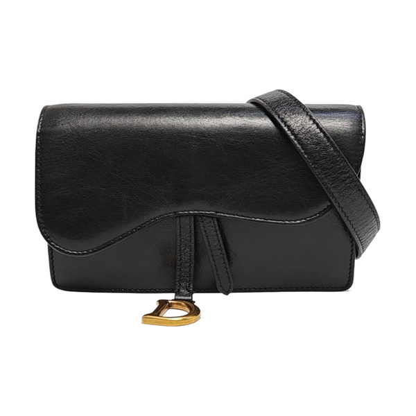 Authenticated pre-owned  Saddle Lambskin Black - Belt Bag at Looply