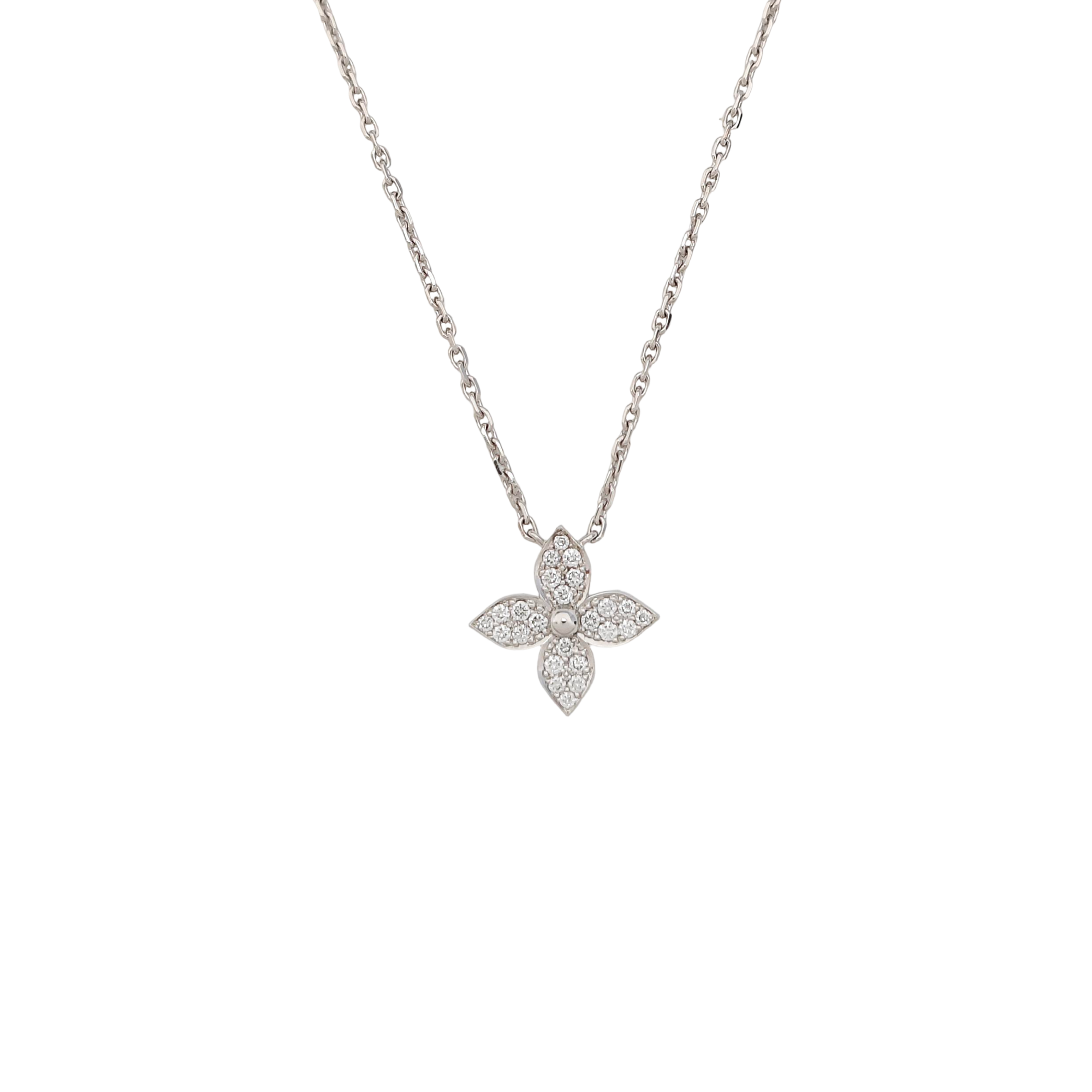 STAR BLOSSOM 18k White Gold Silver Necklace