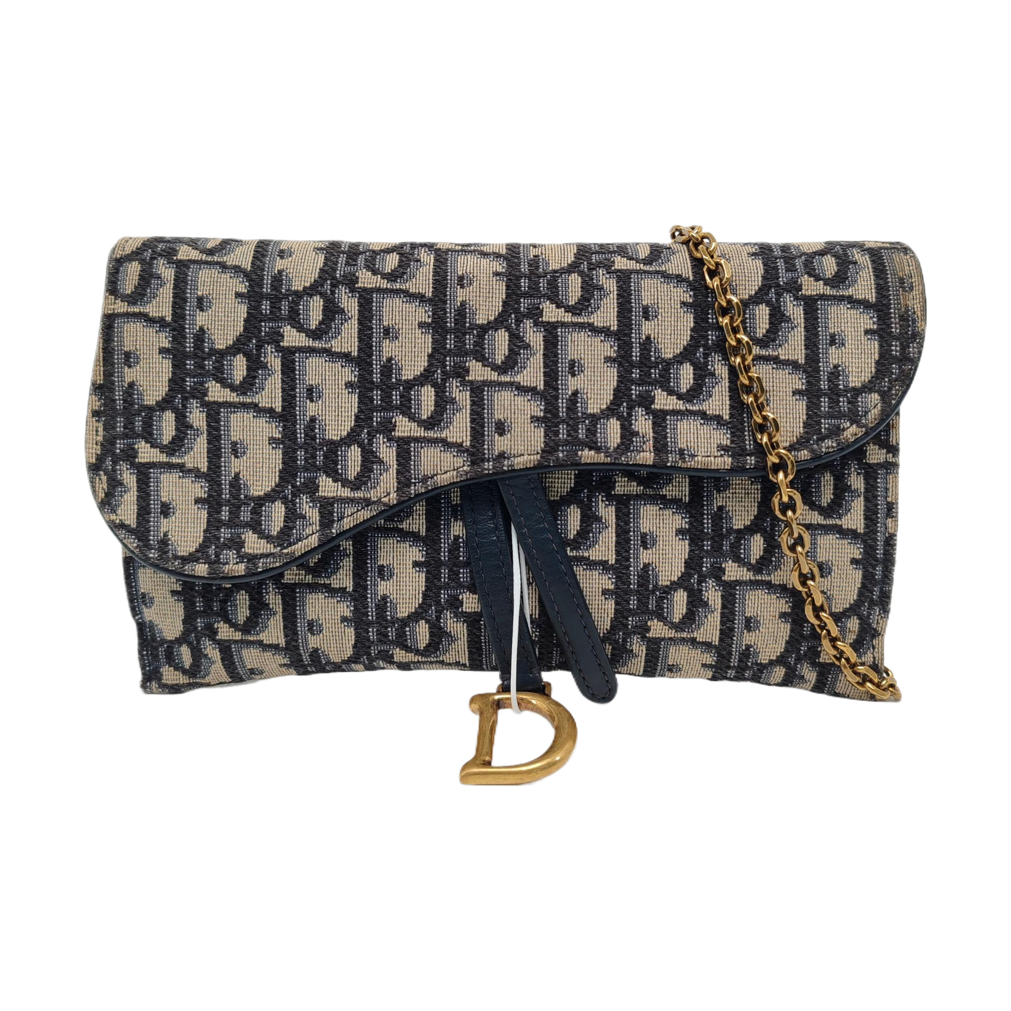 Authenticated pre-owned  Saddle Small Oblique Canvas Blue - Shoulder Bag at Looply
