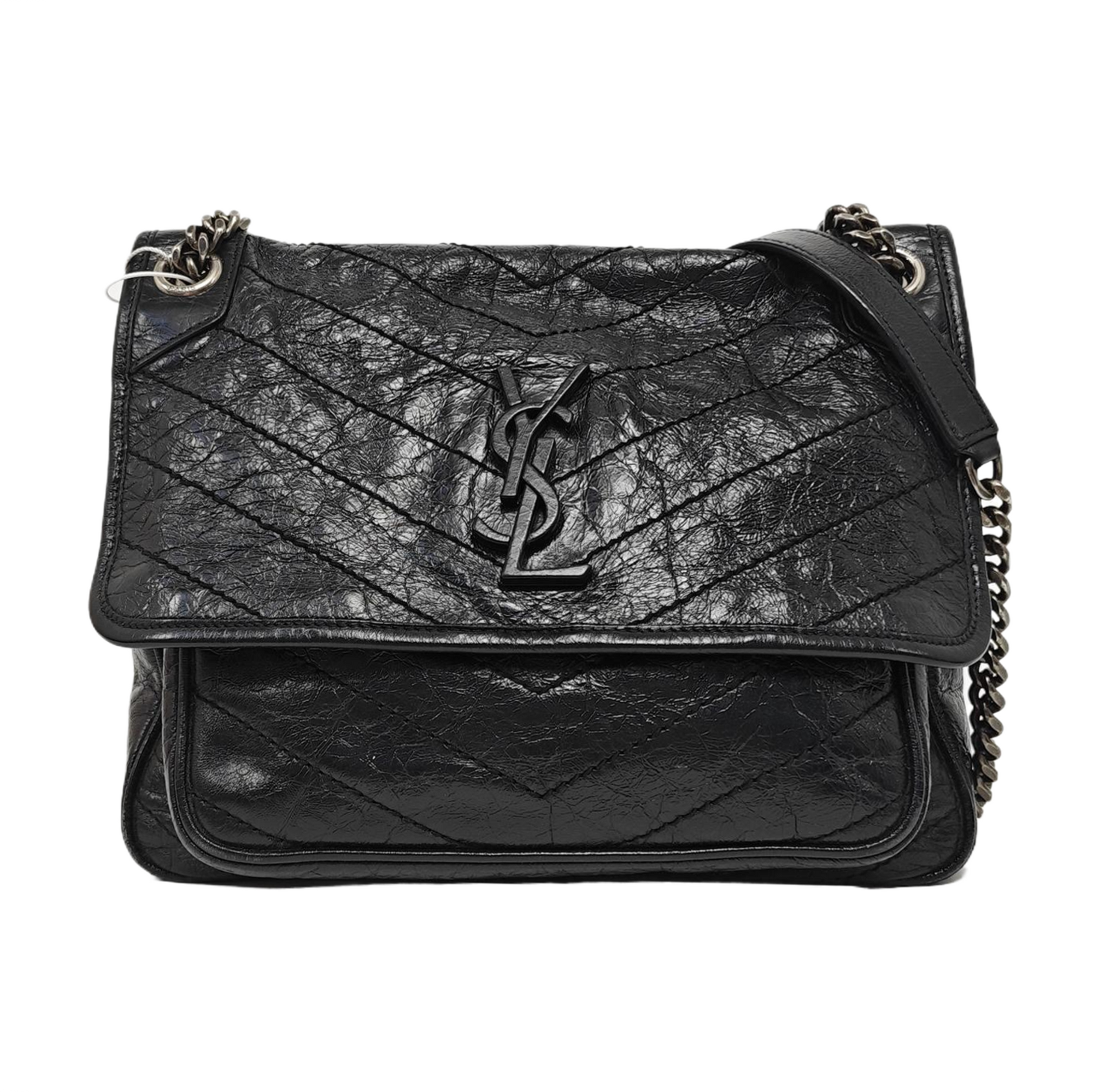 NIKI Medium Chevron Calfskin Black