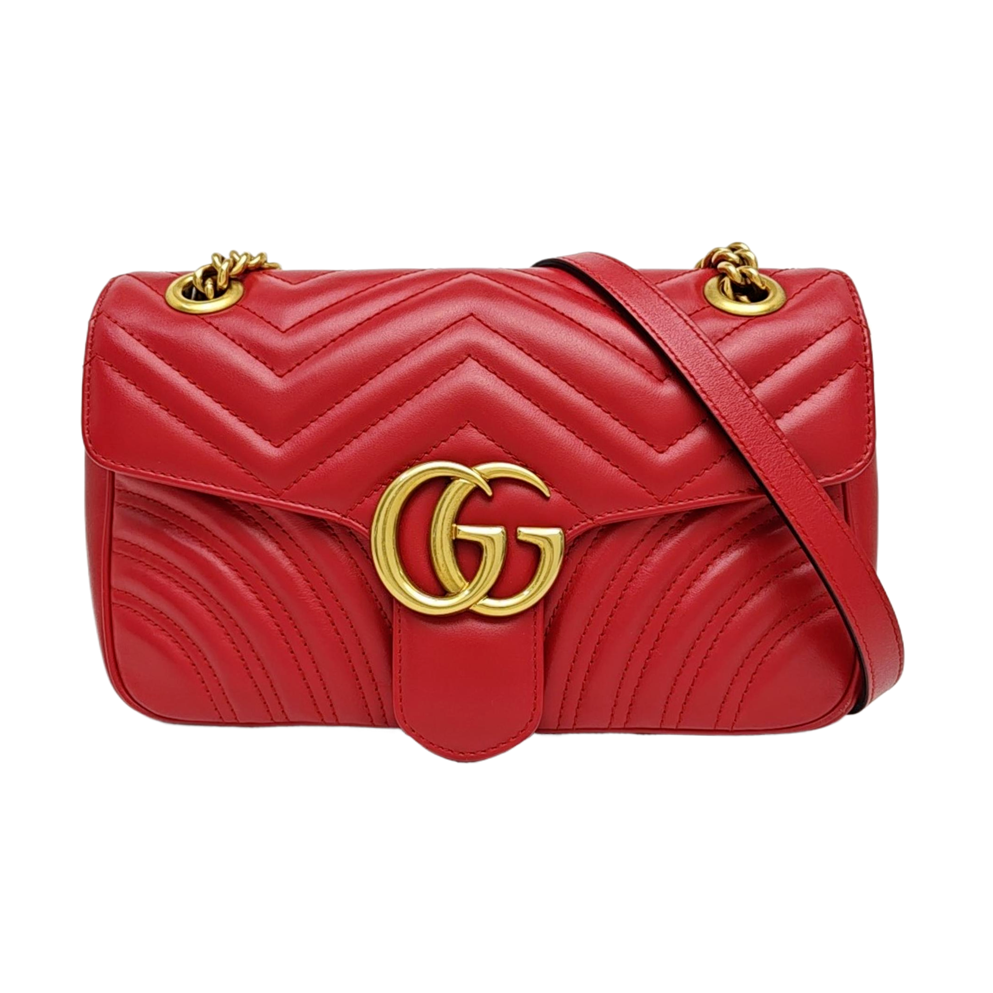 GG Marmont Medium Quilted Calfskin Red