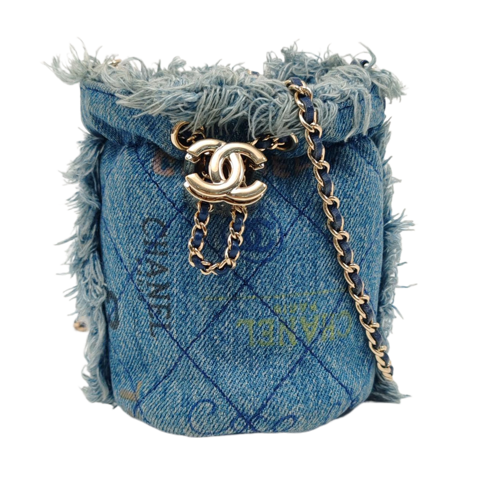 DRAWSTRING Mini Quilted Denim Blue
