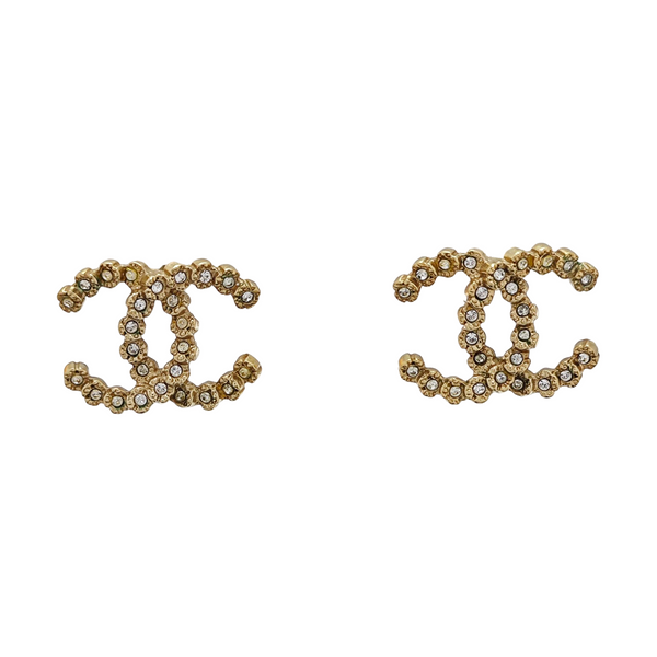 CC Logo Metal Gold Stud Earrings