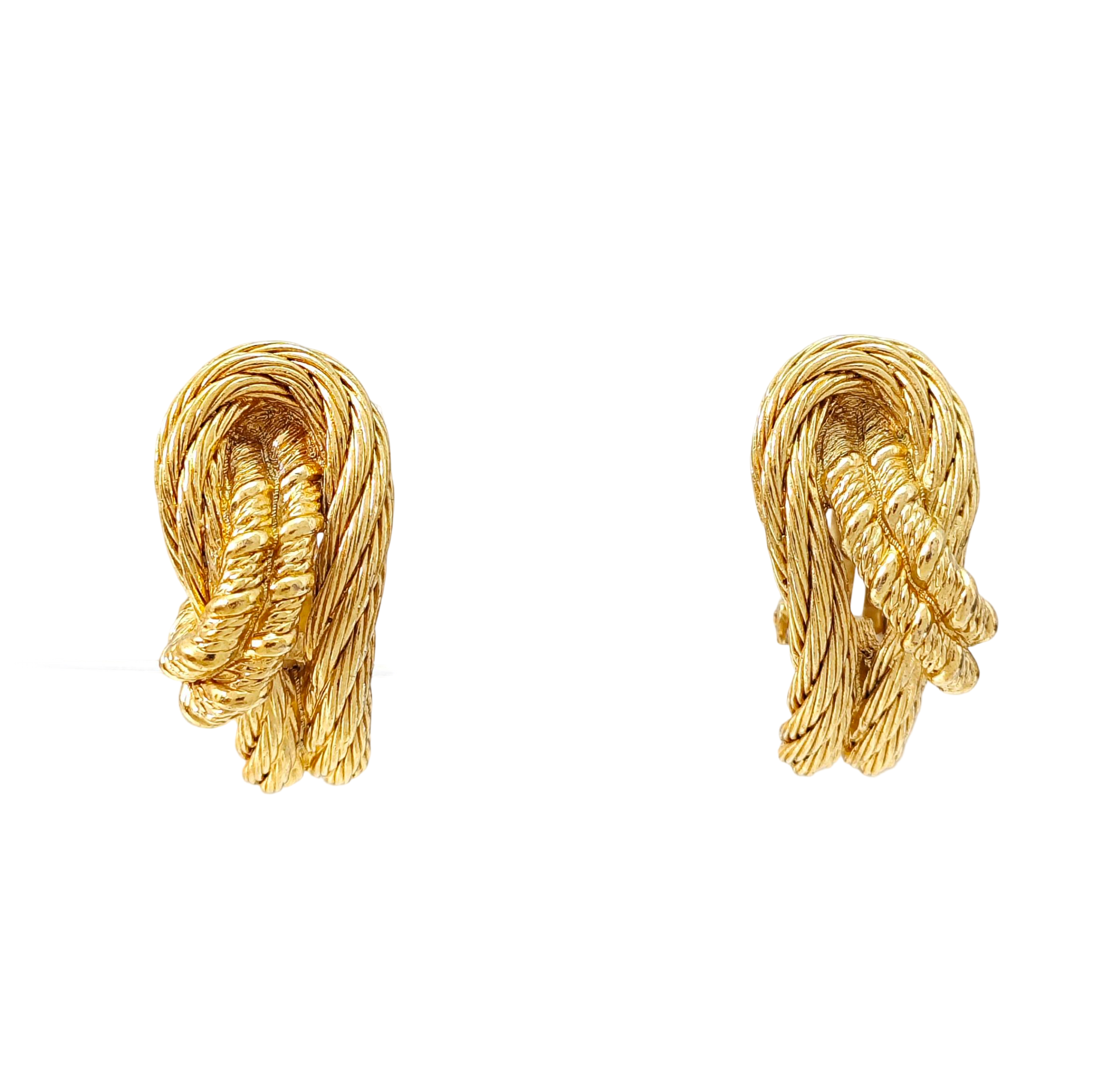 Twist Round Metal Gold Clip On Earrings