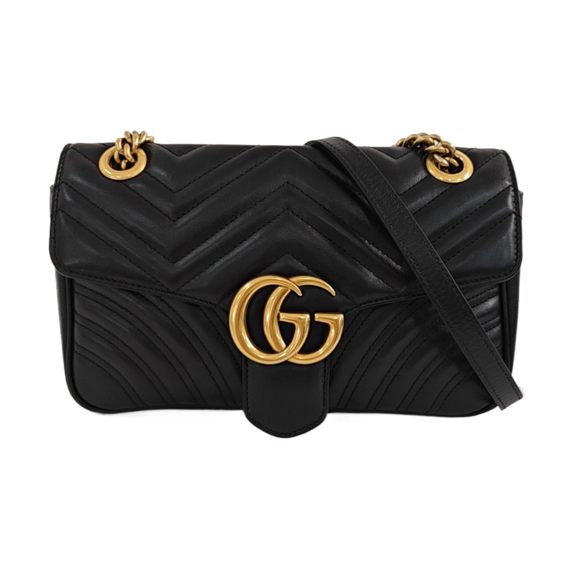 GG Marmont Medium Quilted Calfskin Black