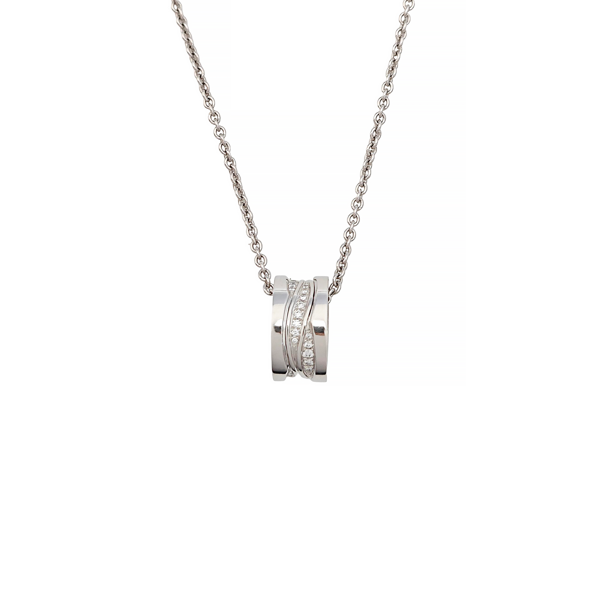 B.ZERO1 18k White Gold Silver Necklace