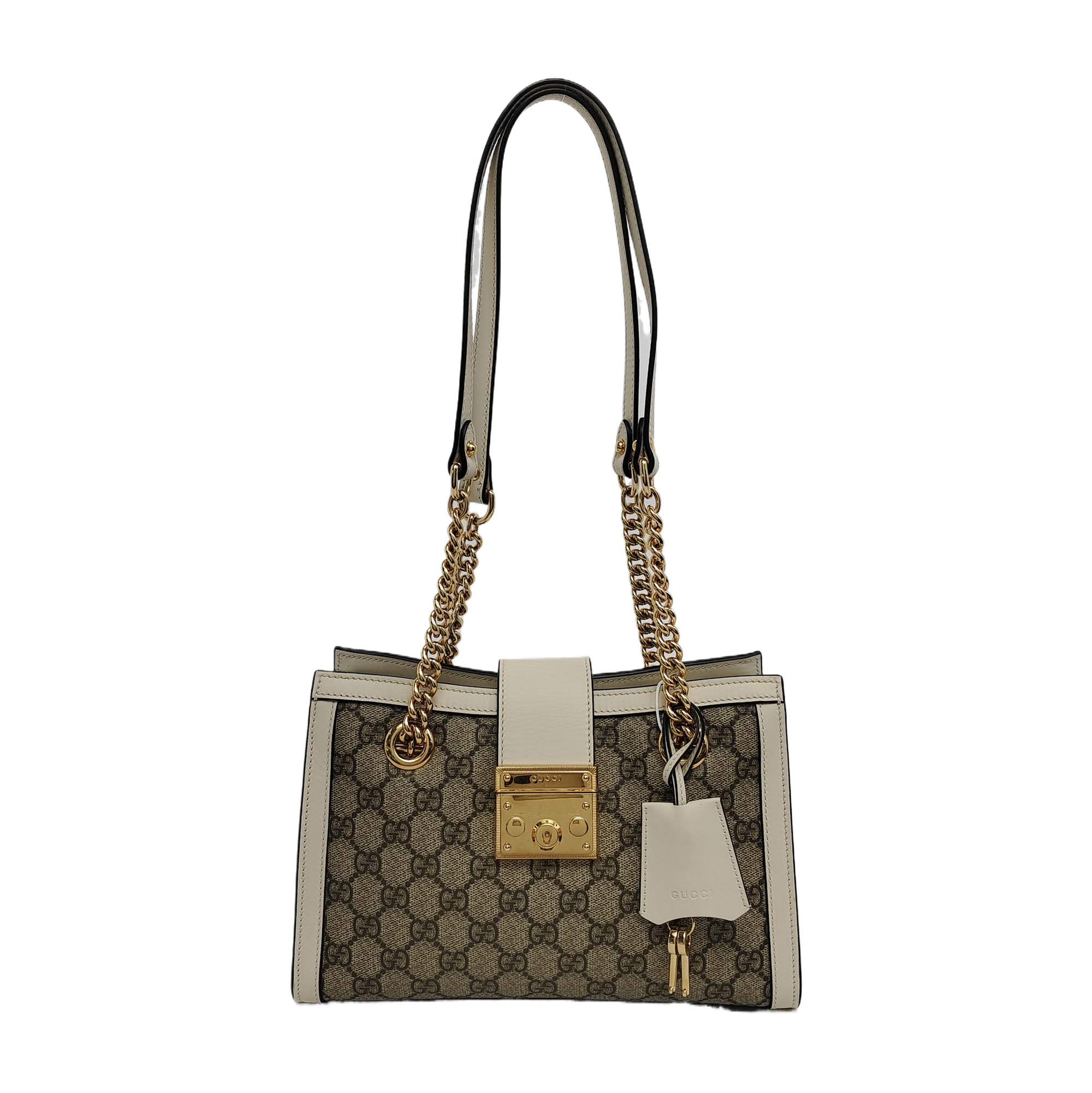 Padlock Small Monogram Coated Canvas Beige
