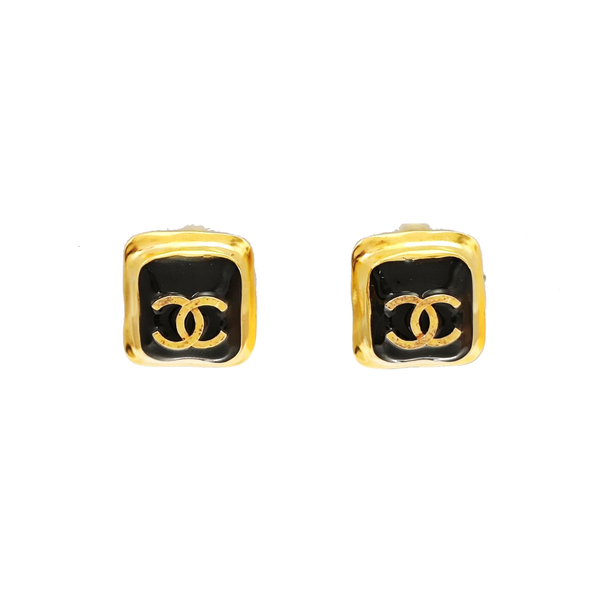 Metal Black Stud Earrings