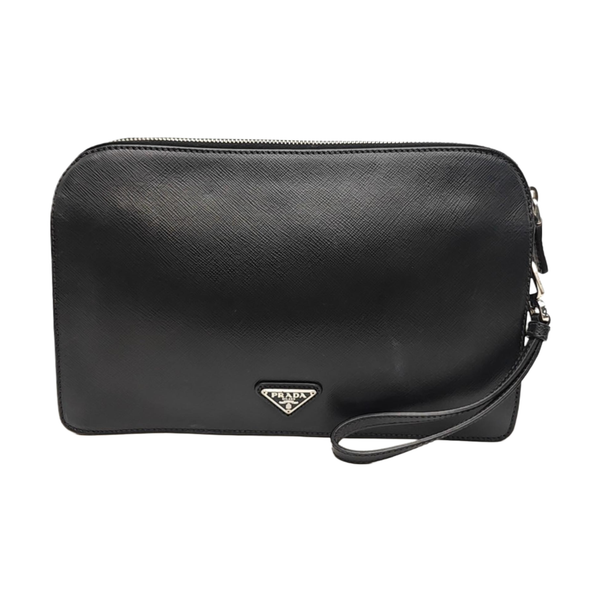 Saffiano Calfskin Clutch Black