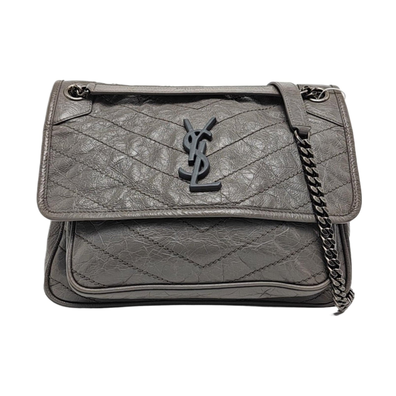 NIKI Medium Chevron Calfskin Gray