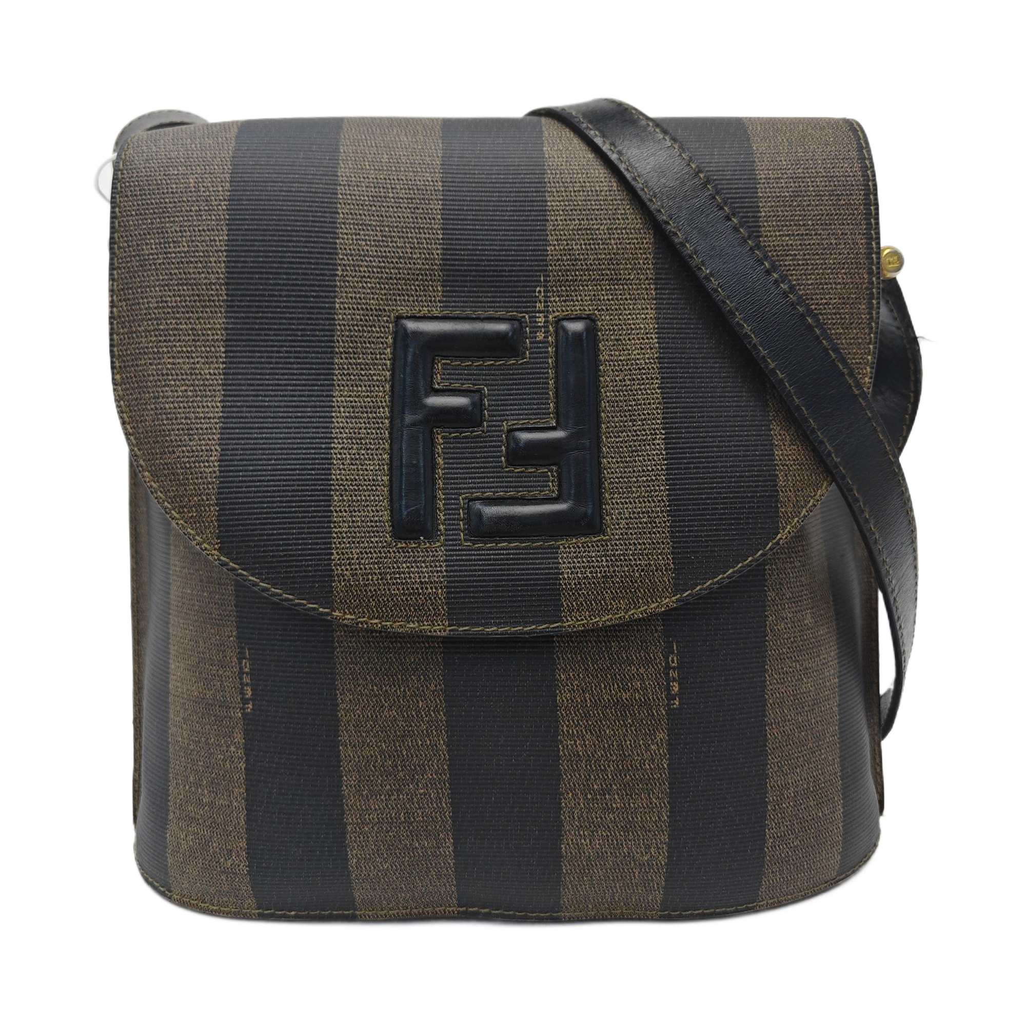 Coated Canvas Shoulder Bag Brown