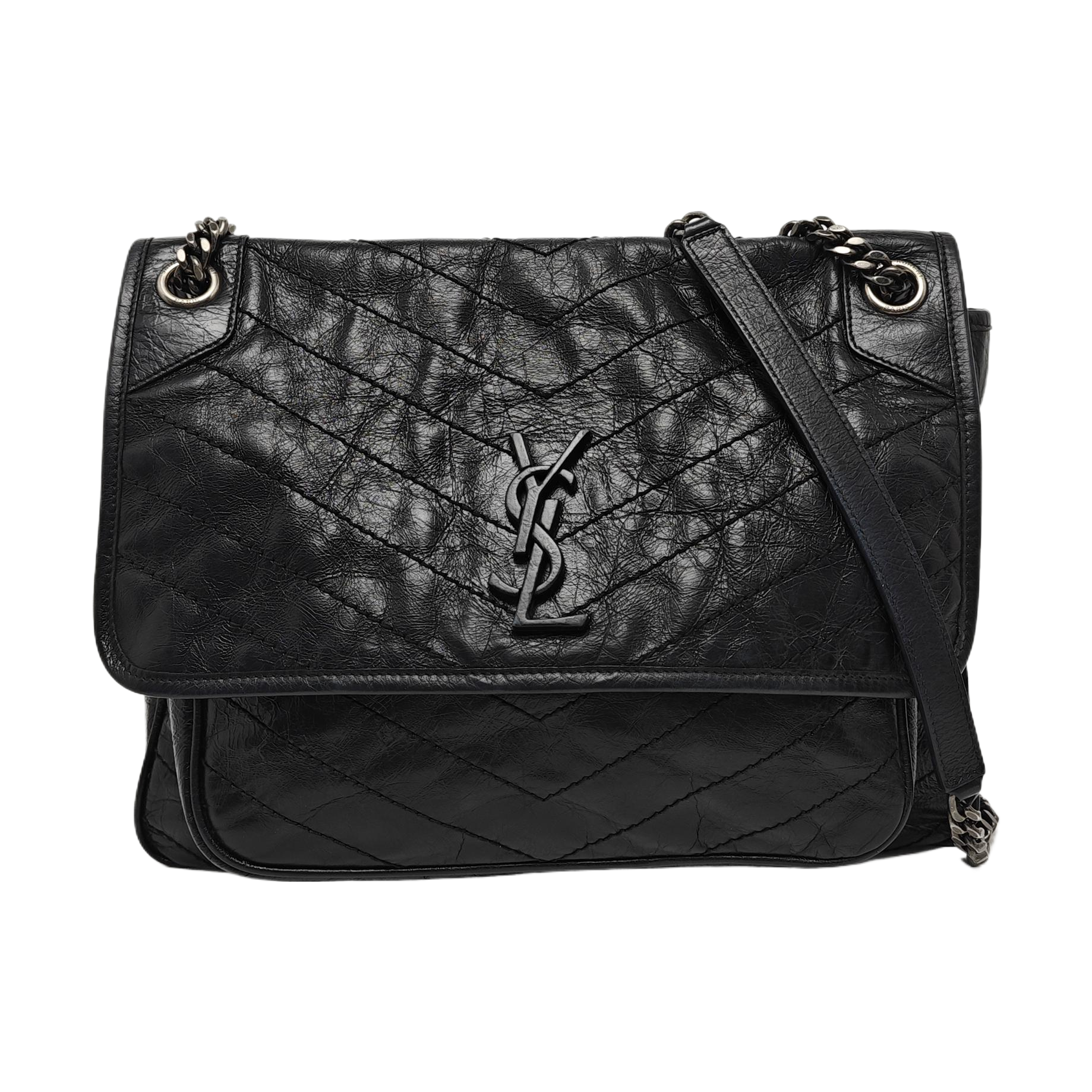 NIKI Large Chevron Calfskin Black