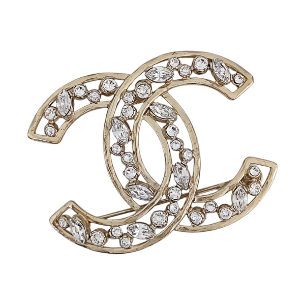 CC Logo Metal Gold Brooch