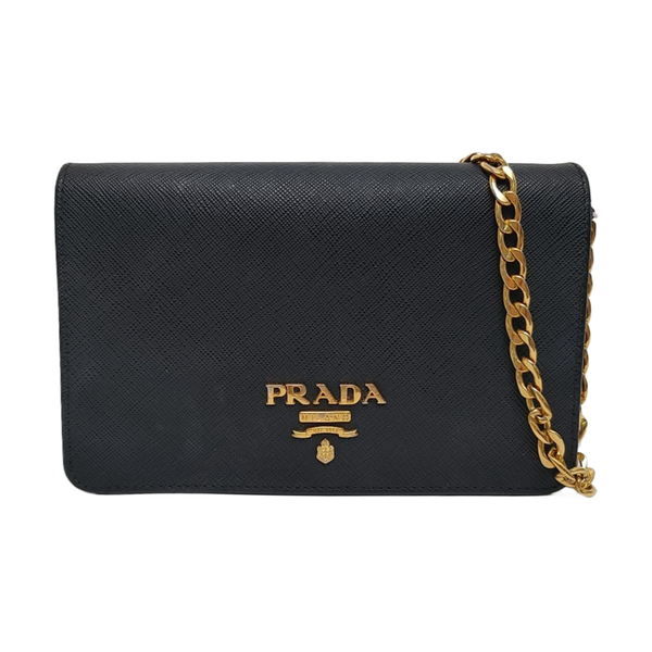 Saffiano Calfskin Shoulder Bag Black