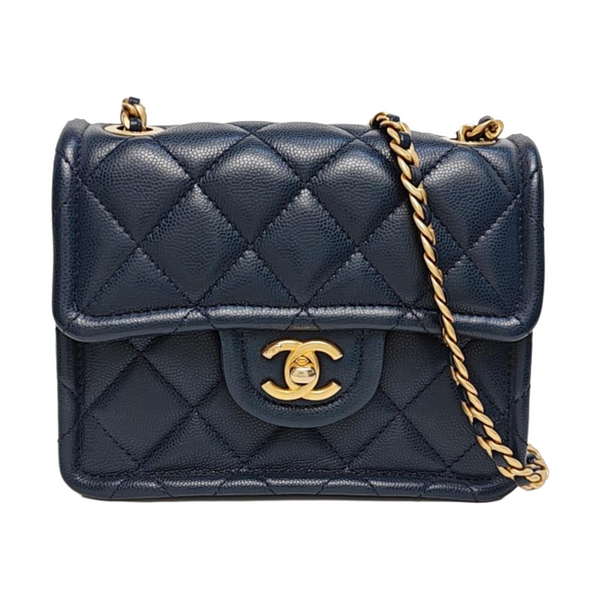 Quilted Grained Calfskin Blue