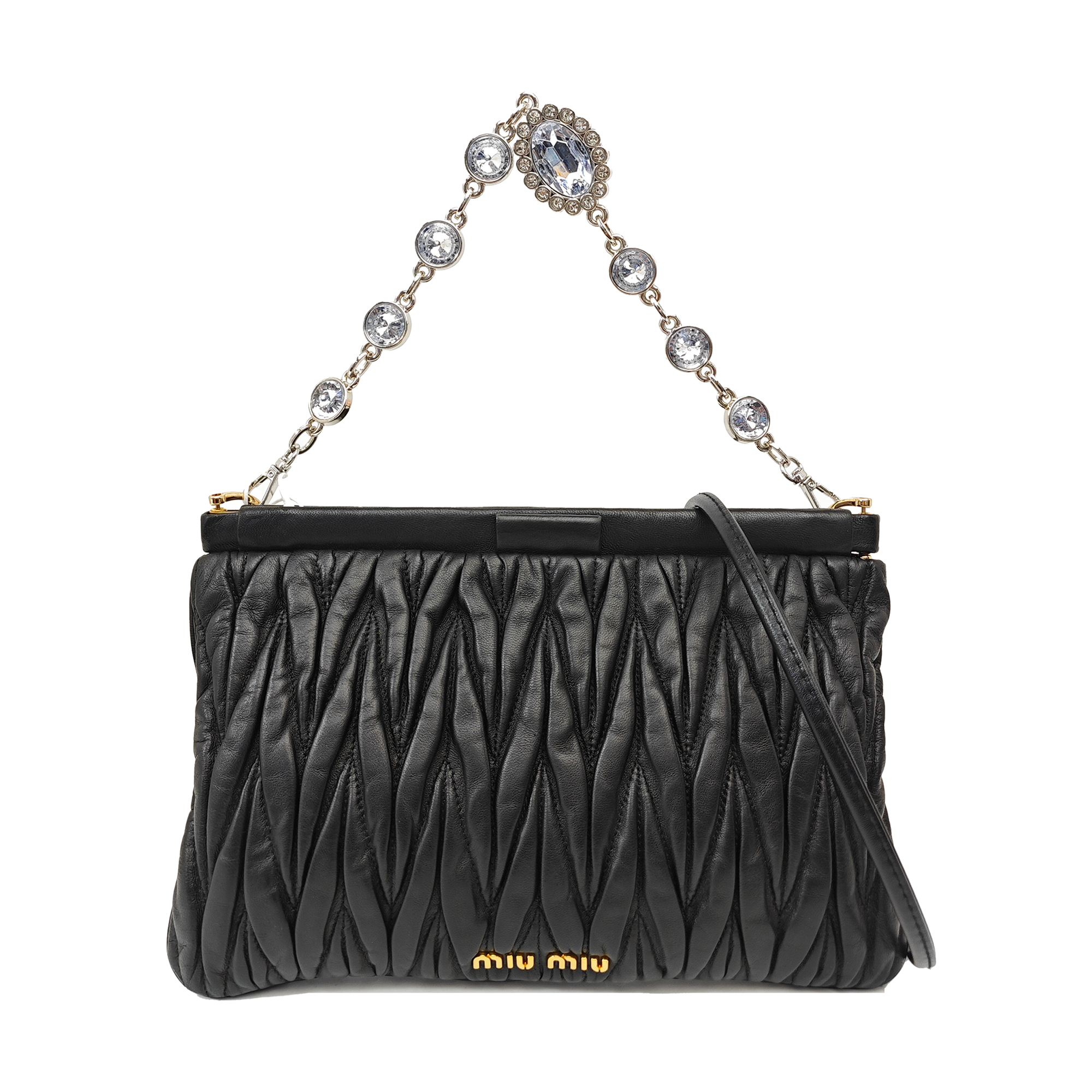 Quilted Lambskin Top Handle Bag Black