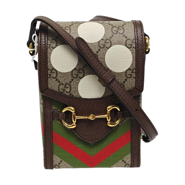 Authenticated pre-owned  Horsebit 1955 Mini Coated Canvas Beige - Shoulder Bag at Looply