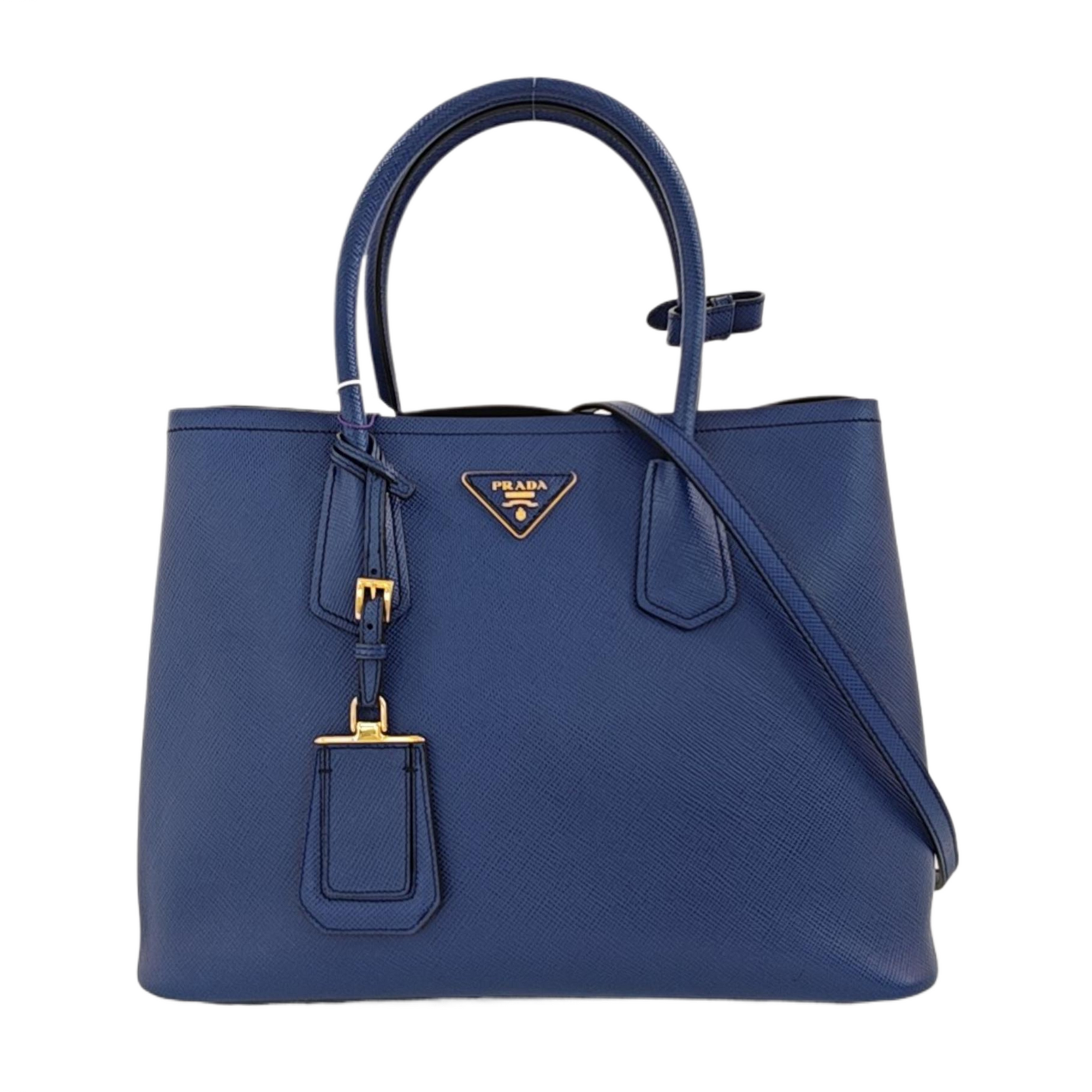 Double Large Saffiano Calfskin Blue