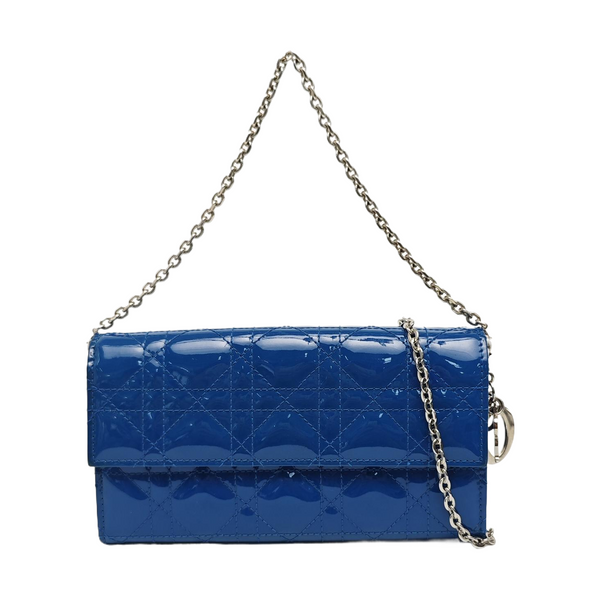 Lady Dior Small Cannage Patent Leather Blue