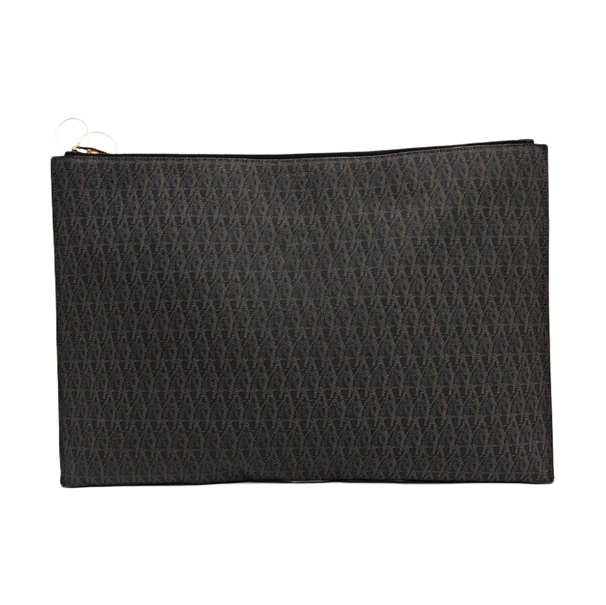 Coated Canvas Clutch Brown