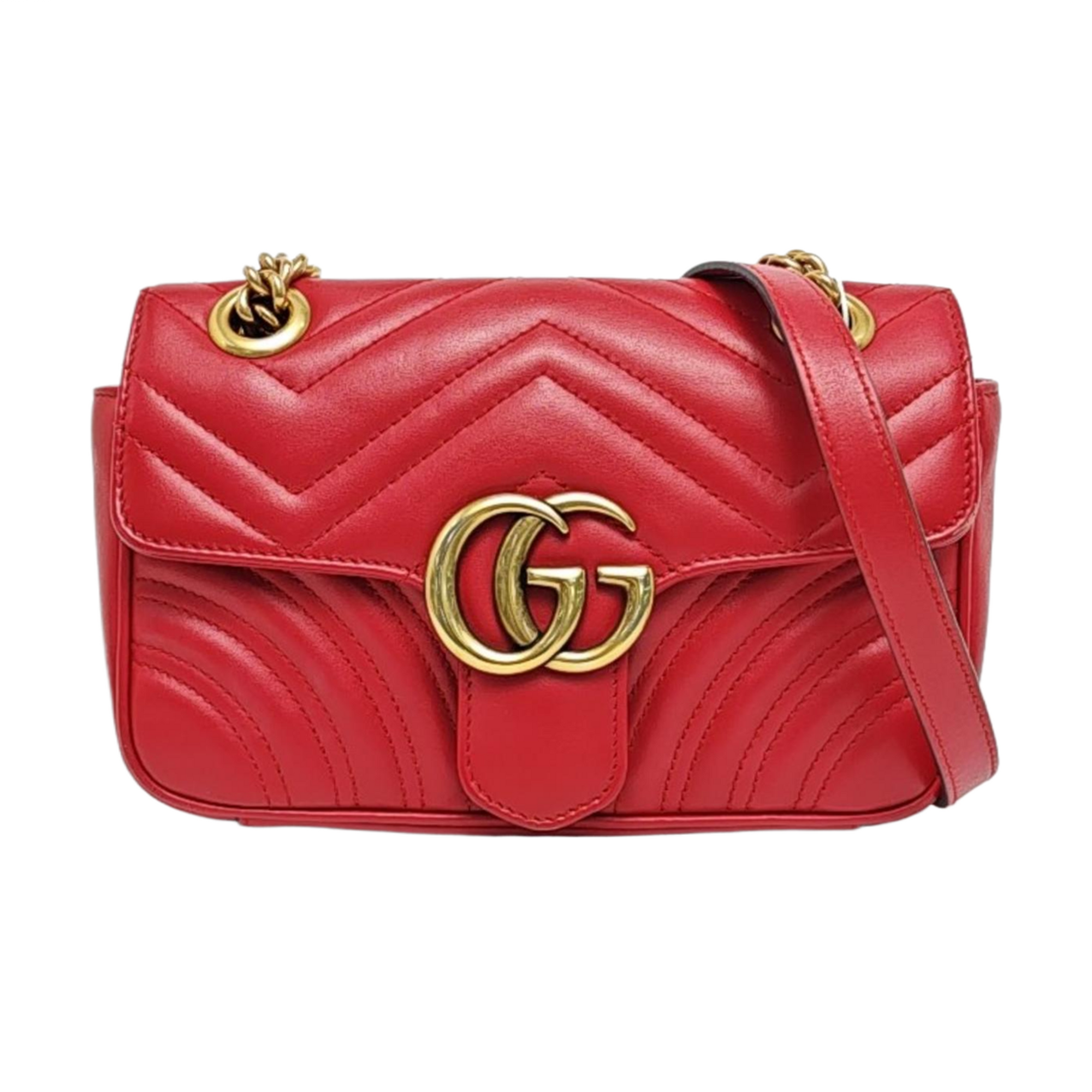 Authenticated pre-owned  GG Marmont Small Quilted Calfskin Red - Shoulder Bag at Looply