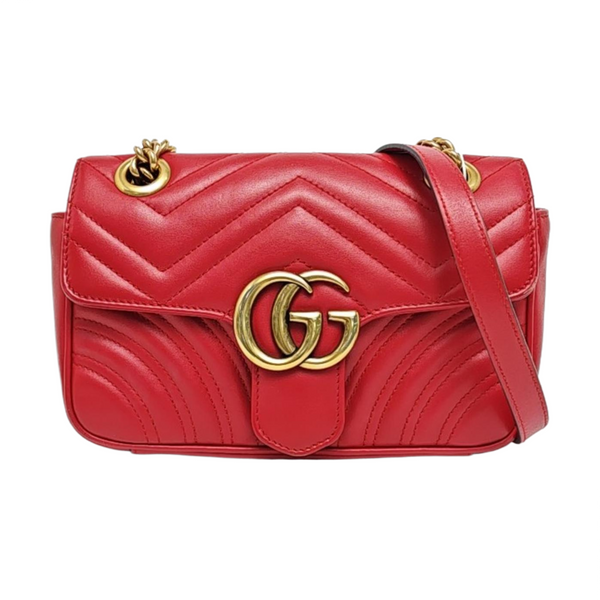 Authenticated pre-owned  GG Marmont Small Quilted Calfskin Red - Shoulder Bag at Looply