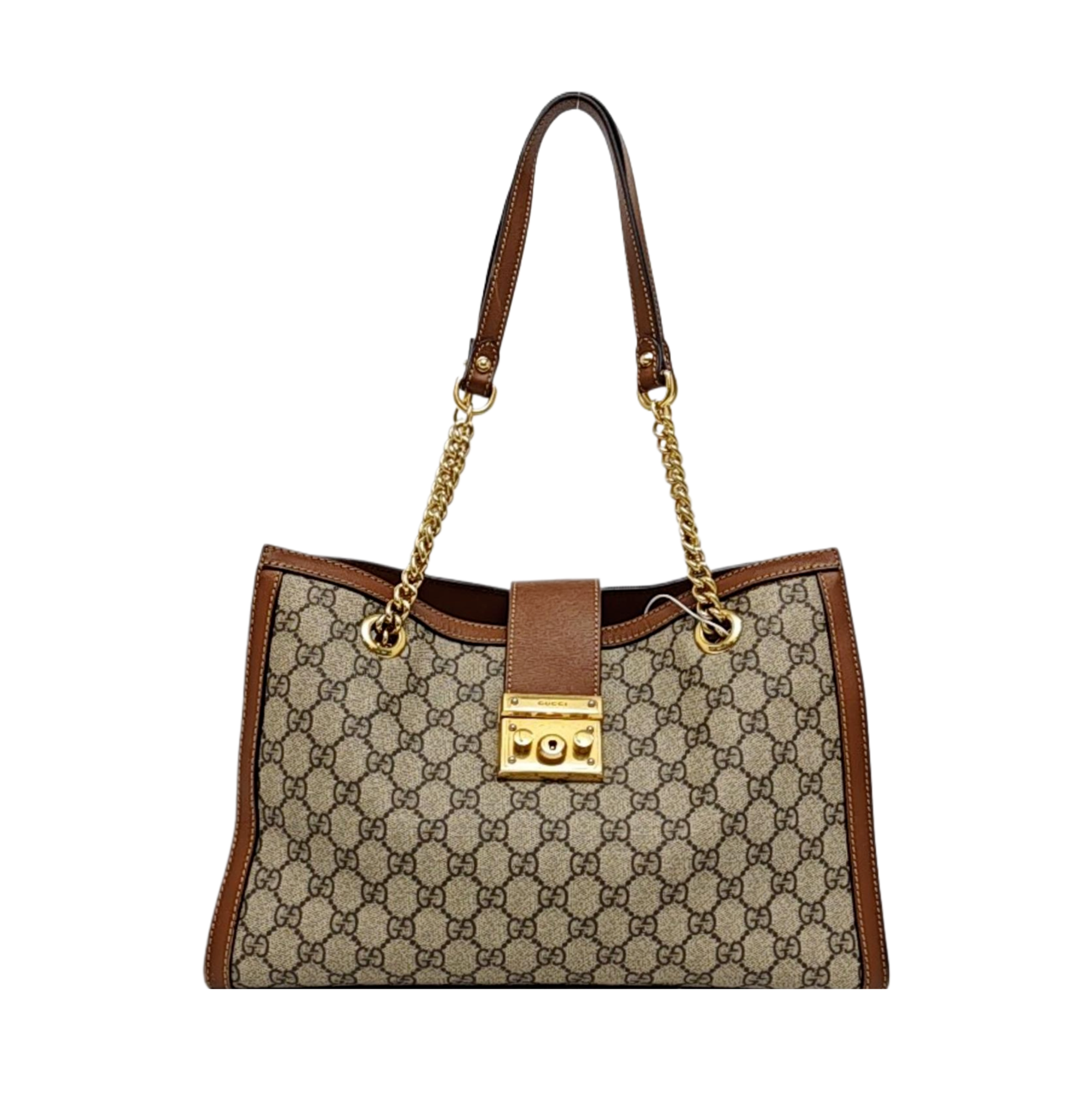 Padlock Medium Monogram Coated Canvas Beige