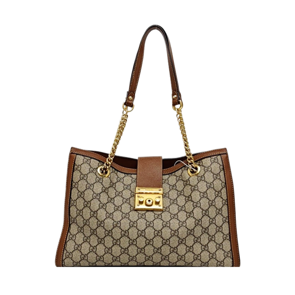 Padlock Medium Monogram Coated Canvas Beige