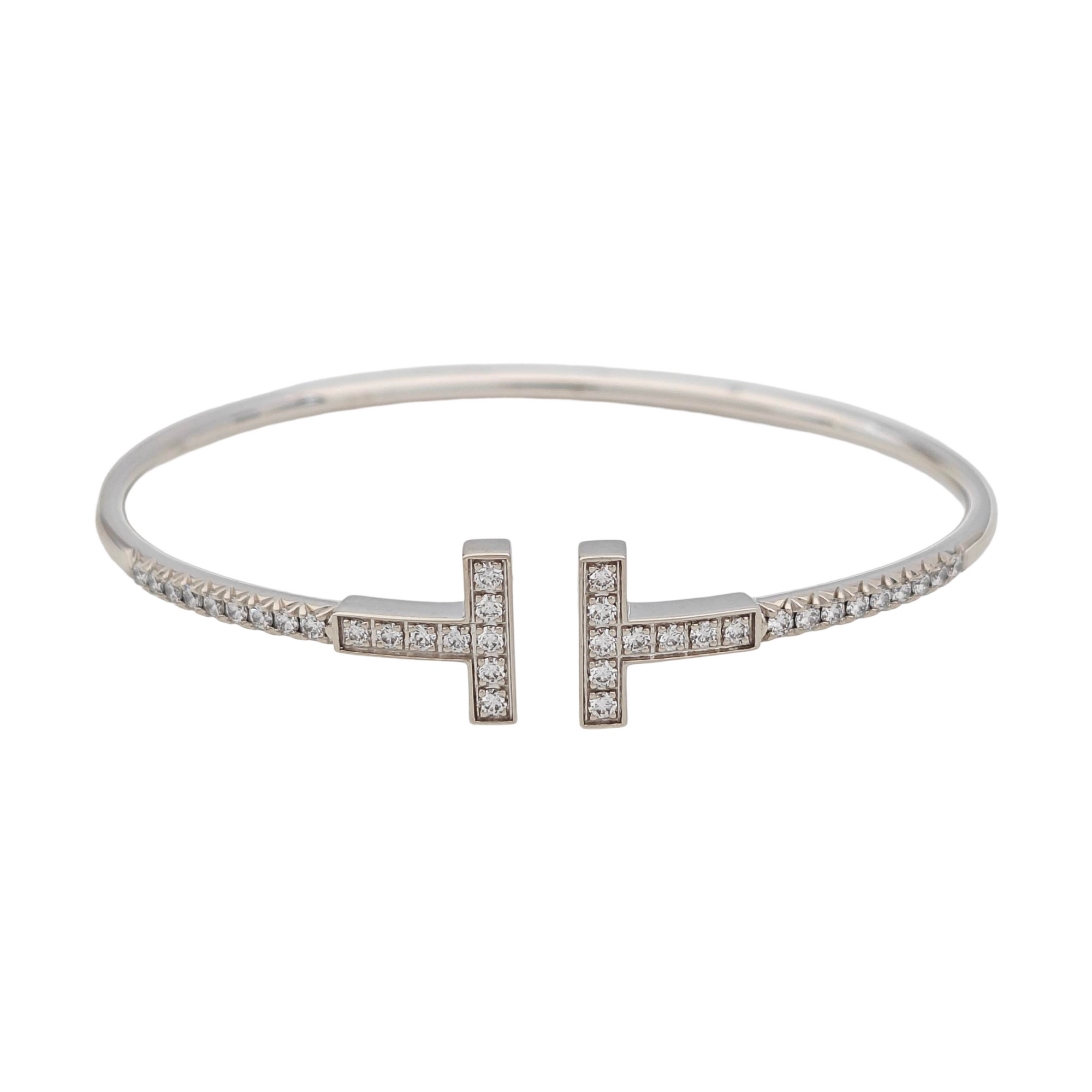 Tiffany T 18k White Gold Silver Bangle